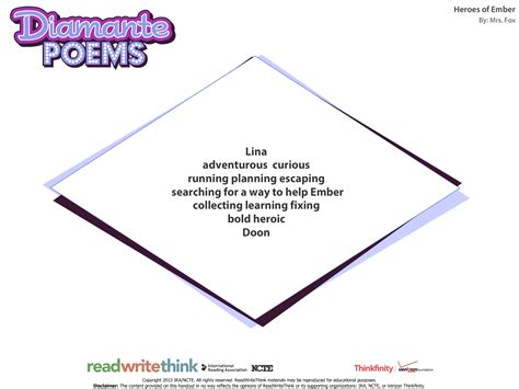 Diamante Poem Examples