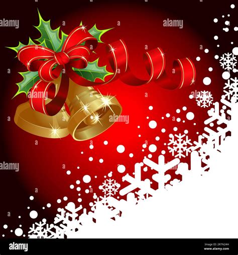 Christmas red background with bells and bow Stock Vector Image & Art - Alamy