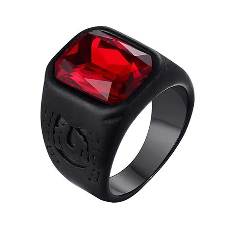 Yellow Chimes Rings for Men and Boys | Black Red Crystal Ring for Men ...