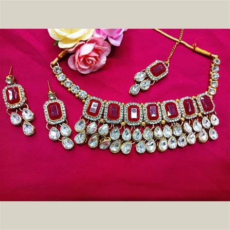 Pooja Bangles Gold Plated Crystal Stone Necklace Set – JewelEMarket