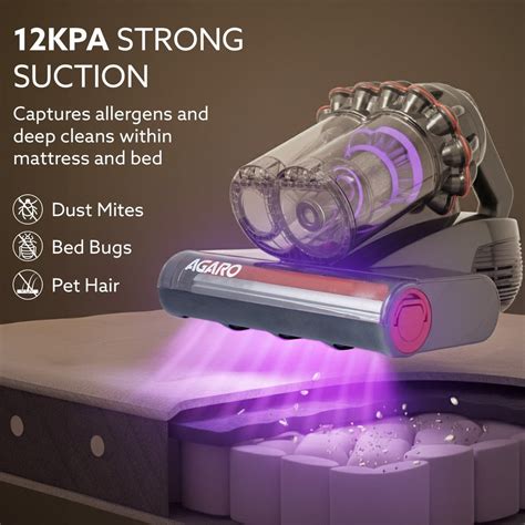 AGARO Royal Mattress Vacuum Cleaner – 12 kPa Suction, UV-Light ...