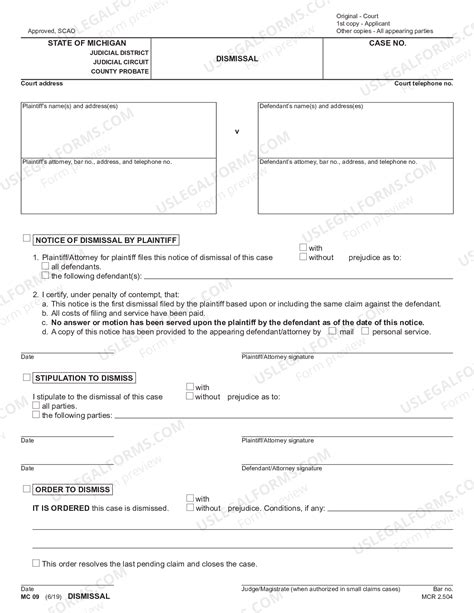 Michigan Dismissal - Dismissal Form Michigan | US Legal Forms