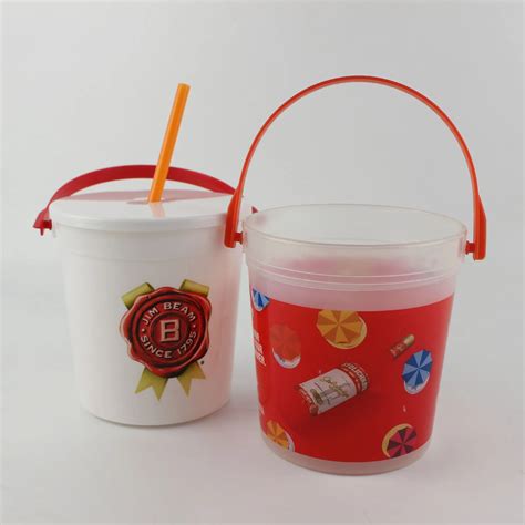 Customized 32 Oz Plastic Cocktail Bucket Clear Portable Rum Vodka Punch ...