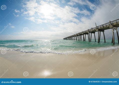Fisheye Landscape of Pensacola Beach S Fishing Pier Stock Image - Image ...