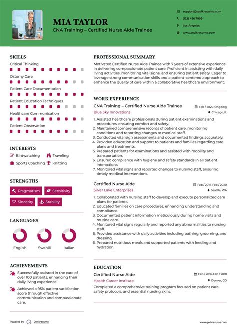 10+ Certified Nurse Aide Resume Samples & Templates for 2025