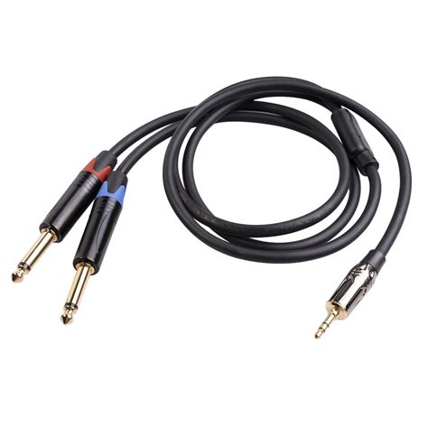3.5mm Jack To Dual 6.35mm Cable Aux Cable 2 Mono 6.5 Jack To 3.5 Male ...