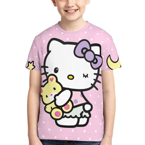 Hello Kitty T Shirts For Girls Boys, 3d Print Cartoon Graphics T Shirt ...