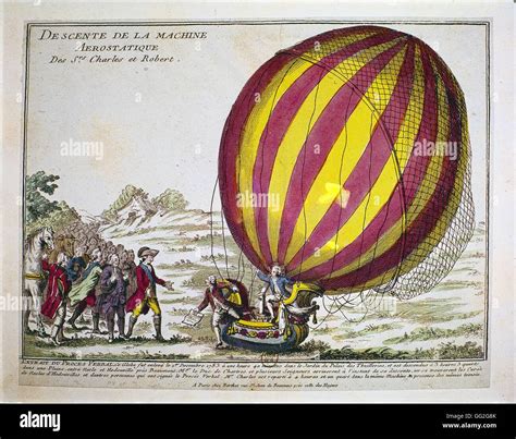 Hydrogen-filled balloon invented by Jacques Charles and made by the ...