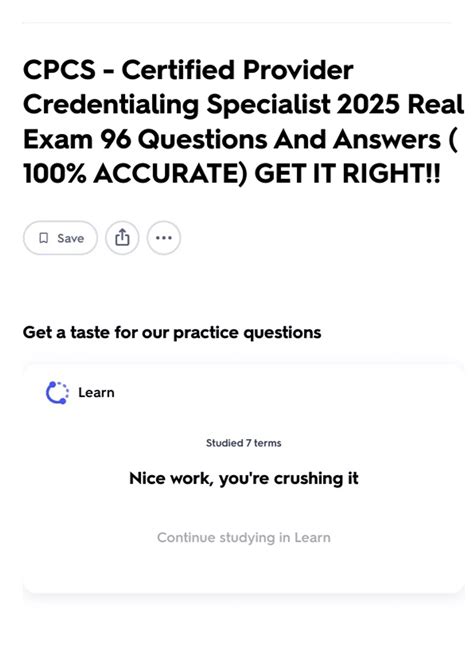 CPCS - Certified Provider Credentialing Specialist 2025 Real Exam 96 ...