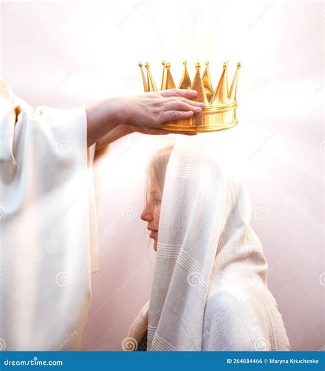 Hands Placing a Crown on a Woman`s Head Stock Photo - Image of christ ...
