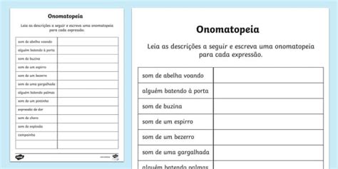 Atividade sobre Onomatopeia (teacher made) - Twinkl