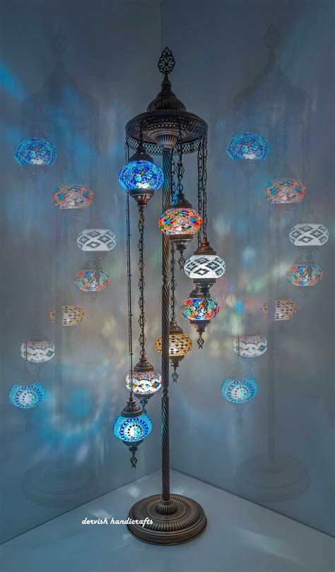 Colorful Handmade Mosaic Glass Floor Lamp, Turkish Mosaic Floor Lamp ...