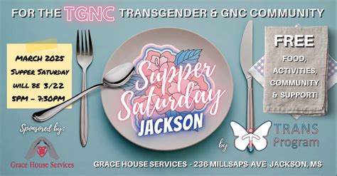 Supper Saturday: Jackson!, Friends of Grace House, Jackson, 22 March ...