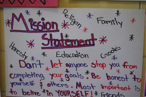 Personal Mission Statement Examples For Teenagers