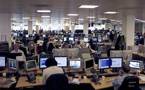 Newsroom with journalists