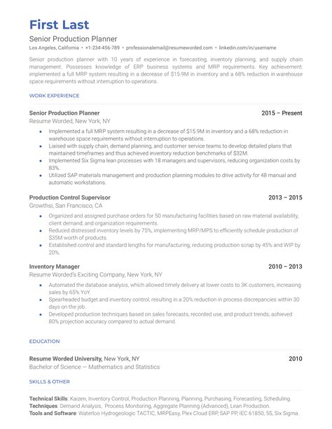 Manufacturing Production Manager Resume Examples for 2026 | Resume Worded