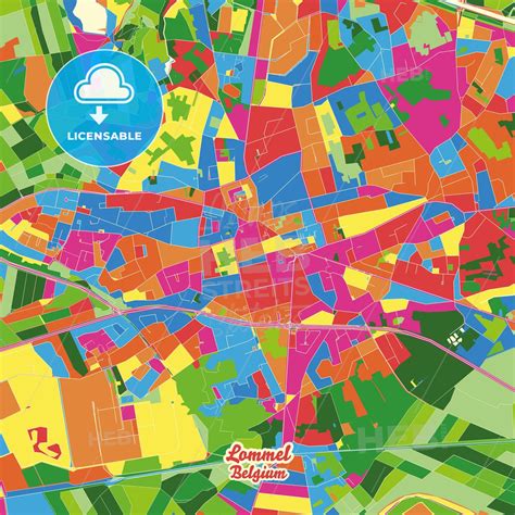 Lommel, Limburg, Belgium Crazy Colorful Street Map Poster Template ...