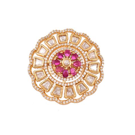 Kundan Opulance Royal Bloom Ring – VOYLLA