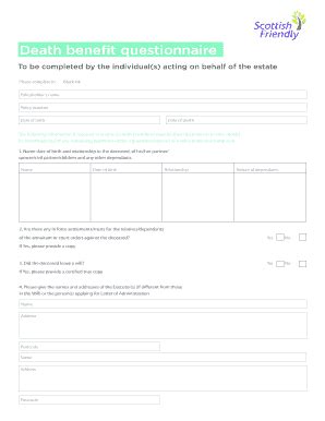 Fillable Online Death-benefit-questionnaire-form FRONT Fax Email Print ...