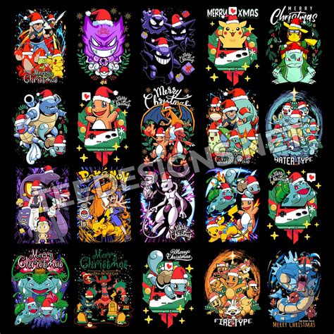 20 Christmas Pokemon Designs PNG + Ai – Tee Designs