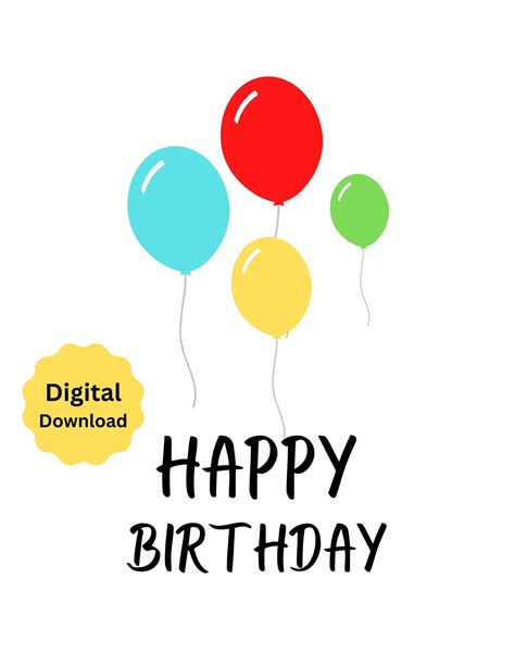 Happy Birthday Printable Card/ Card Template / Printable / Instant ...