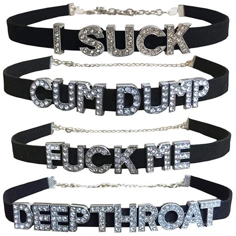 Buy 4 Pack Choker Necklaces - Daddy's Little Cum Dump FCK Me ...