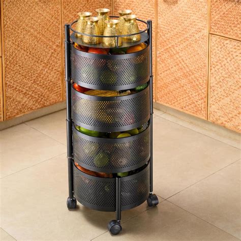 Buy Meso Quadruple Layer Storage Rack With Wheels Online in India | Vaaree