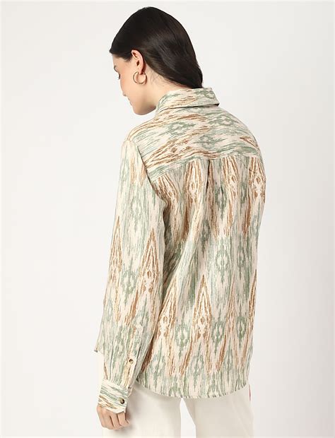 Buy Pure Linen Printed Spread Collar Shirt at Marks & Spencer