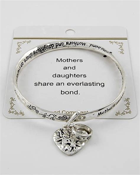 Mother & Daughter Charm Bracelet Inspirational Message Twisted Bangle ...