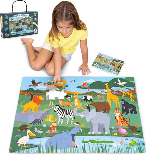 Amazon.com: BONNYCO Giant Floor Puzzles for Kids of Jungle Animals with ...