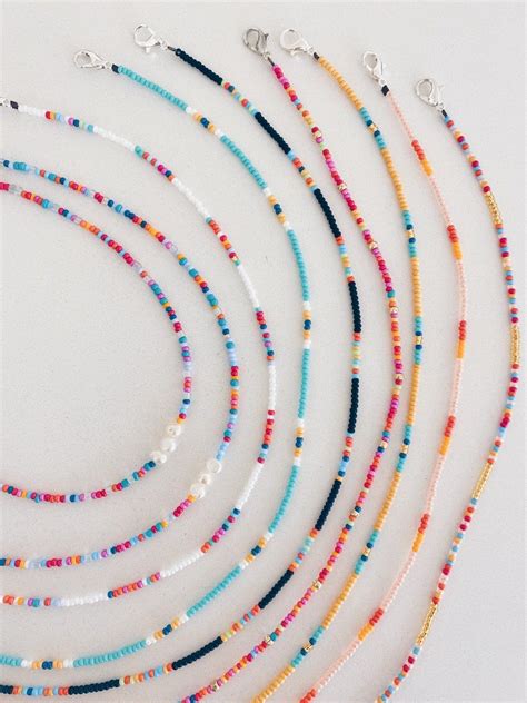 Seed Bead Necklace, Beaded Necklace,dainty Choker, Waterproof Jewelry ...
