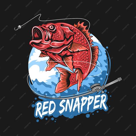 Angler fish red snapper fisherman artwork vector | Premium Vector