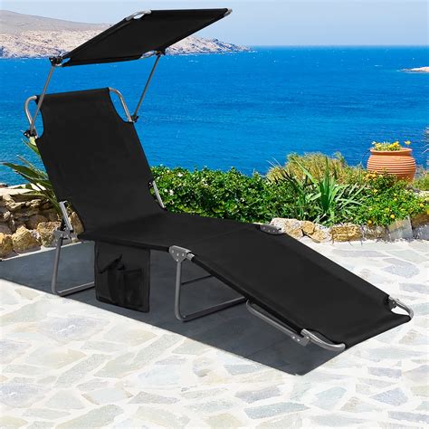 Costway Foldable Lounge Chair Outdoor Adjustable Beach Patio Pool ...