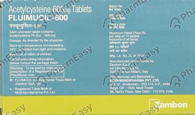 Fluimucil 600 MG Tablet (10): Uses, Side Effects, Price & Dosage ...