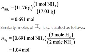 How many moles of NH3 can be produced from 21.0 mol of H2 and excess N2 ...