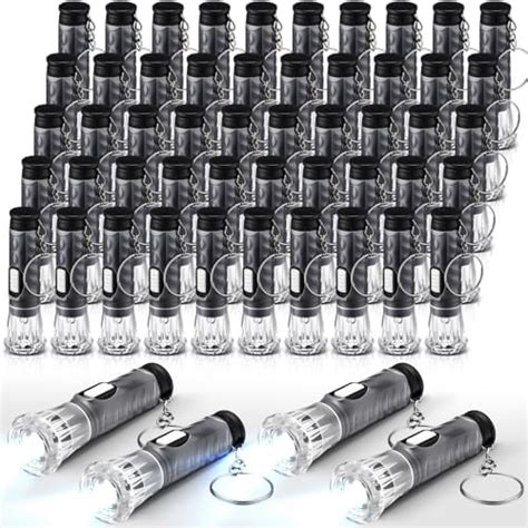 Jexine 50 Pcs Mini Flashlight Keychains Bulk with Lanyard Portable ...