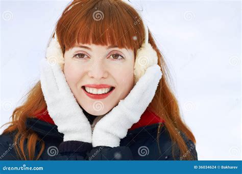 Redhead winter woman stock photo. Image of emotional - 36034624