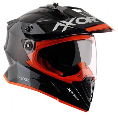 AXOR XCross Dual Visor Solid Gloss Black Orange Helmet– Moto Central