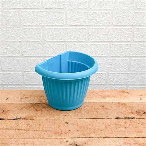 Buy 7.9 inch (20 cm) Bello Wall Mounted D Shape plastic Planter (Sky ...