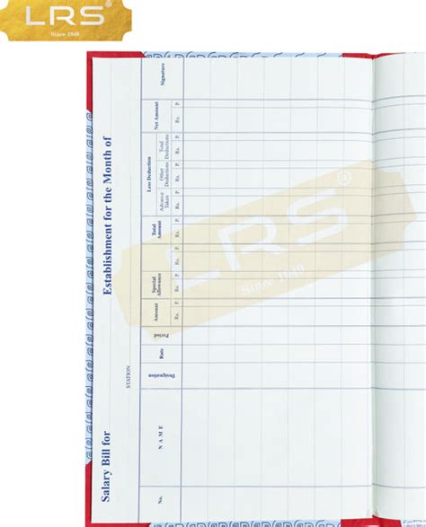LRS Salary Bill Register - 50 Pages - Pack of 1 - 32*20 cm 1-Part ...