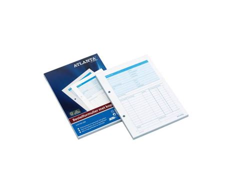 Bloc bon de commande A5: texte NL: 50x2 feuilles (carbone): Atlanta (FSC)