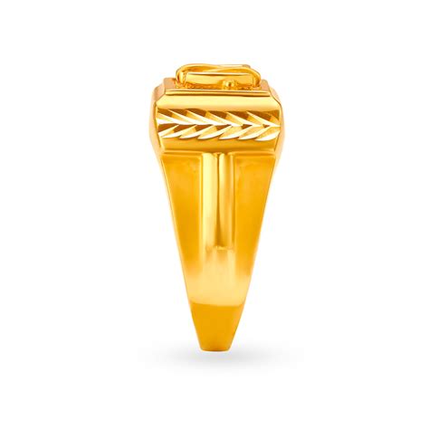 Illusionistic 22 Karat Gold Square Ring For Men