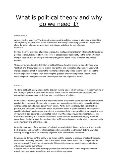 What Is Political Theory