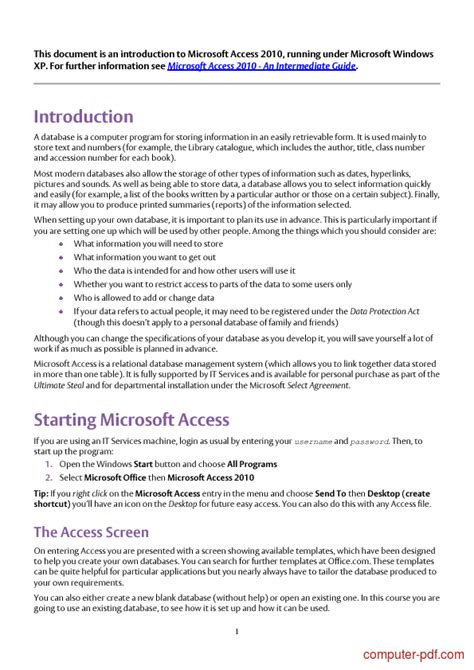 guide access 2010 pdf