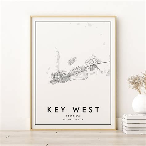 Miluva Key West City Map, Florida Map Print, Modern Key West Poster ...