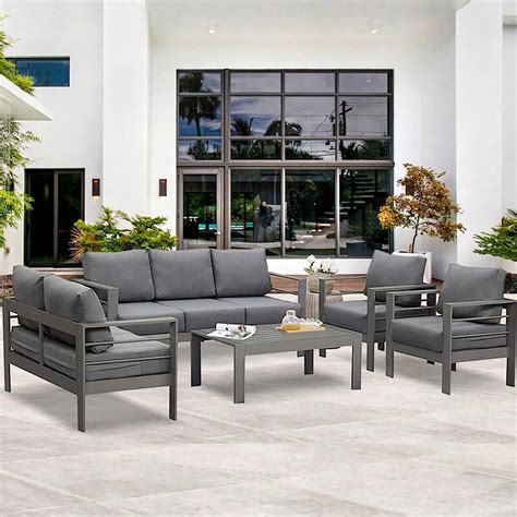 Wisteria Lane Aluminum Outdoor Patio Furniture Set, Modern Patio ...