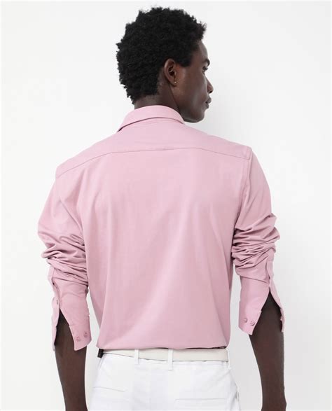 Rare Rabbit Men's Flyknit Dusky Pink Cotton Plain Regular Fit Full Sle