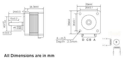 Probots NEMA14 35HS28 Stepper Motor Hybrid D Shaft Bipolar Buy Online India