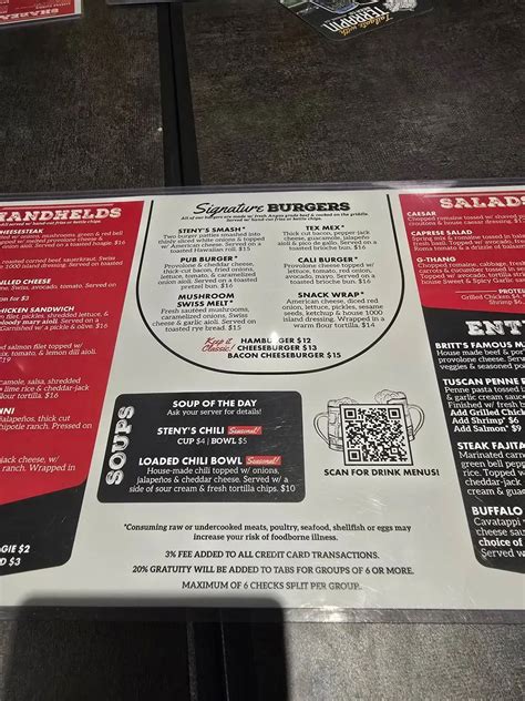 Steny's Lake Country Menu - Updated November 2025