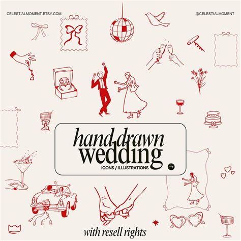28 Wedding Timeline Illustration Bundle Set Hand Drawn SVG PNG JPG Icon ...